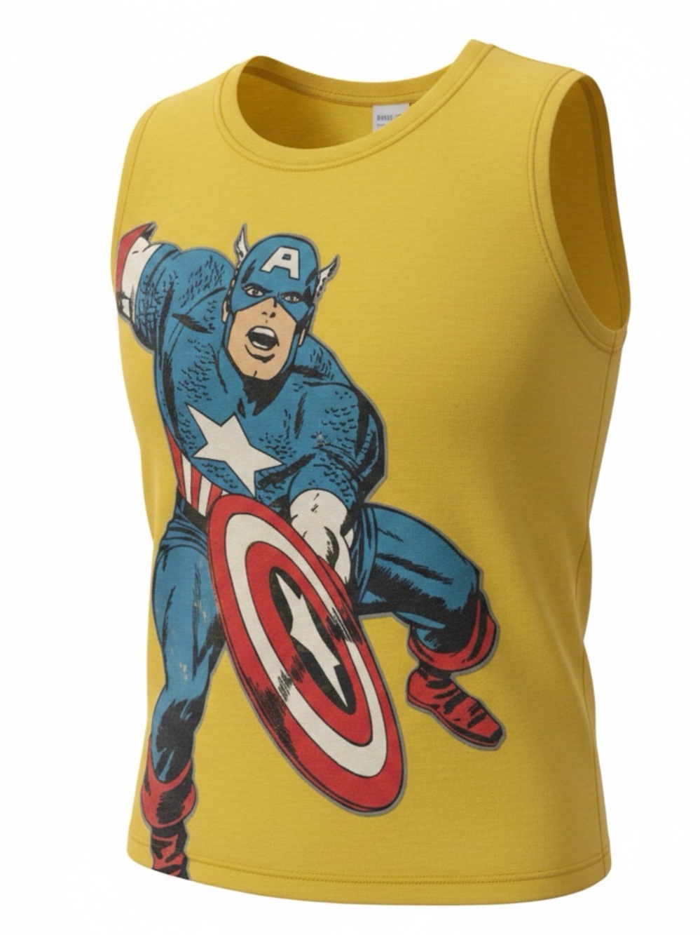 Marvel Yellow Tank Top with Captain America Graphic